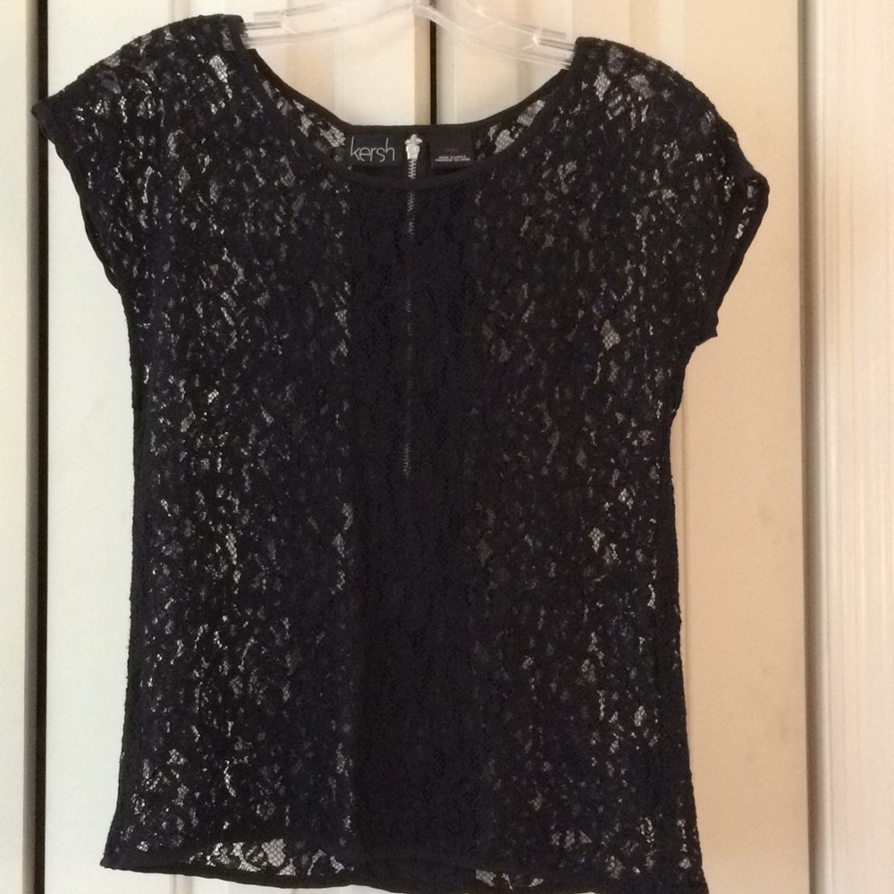 Gorgeous black lace top with back zipper